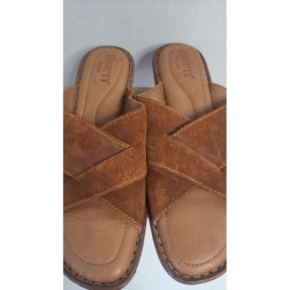 Born Basics Teayo Rust Slip On Suede Sandals Womens Size 8 Great Condition - Picture 3 of 16